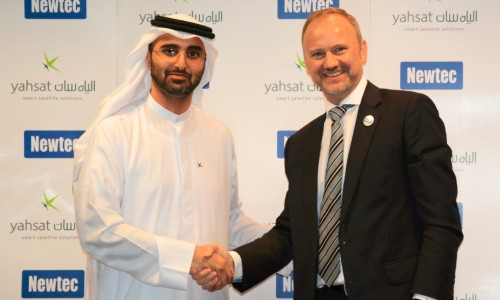 Masood M. Sharif Mahmood, CEO at Yahsat, and Serge Van Herck, CEO at Newtec
