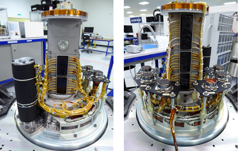 The Solar Array Drive Mechanism, developed by Airbus Defense and Space (UK), incorporating a stepper motor gear from Reliance Precision (UK), under deployment test in Airbus Stevenage facility (Image credit: Airbus Defence and Space)
